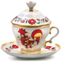 Чашка с блюдцем и крышкой форма Подарочная-2 рисунок Сувенир