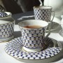 Чашка с блюдцем кофейная форма Юлия рисунок Кобальтовая сетка