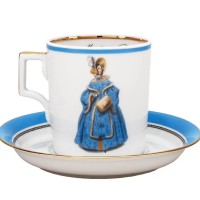 Чашка із блюдцем чайна форма Гербова малюнок Modes de Paris 1836