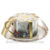 Чашка с блюдцем чайная форма Идиллия рисунок Календа