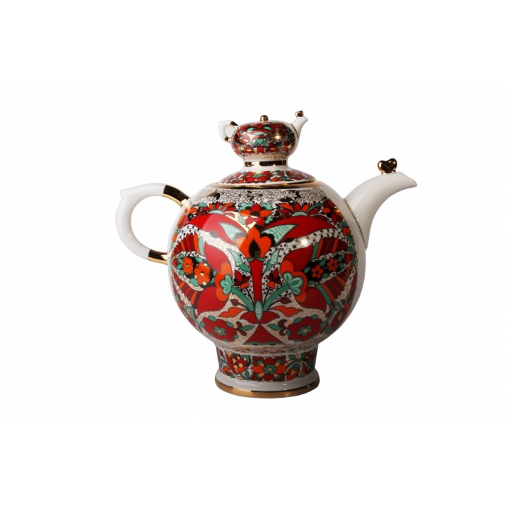 Чайник доливной форма Семейный рисунок Красный петух
