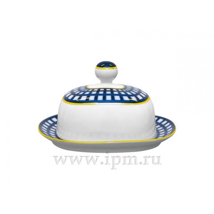 Масленка форма Прямоугольная рисунок Кобальтовая клетка