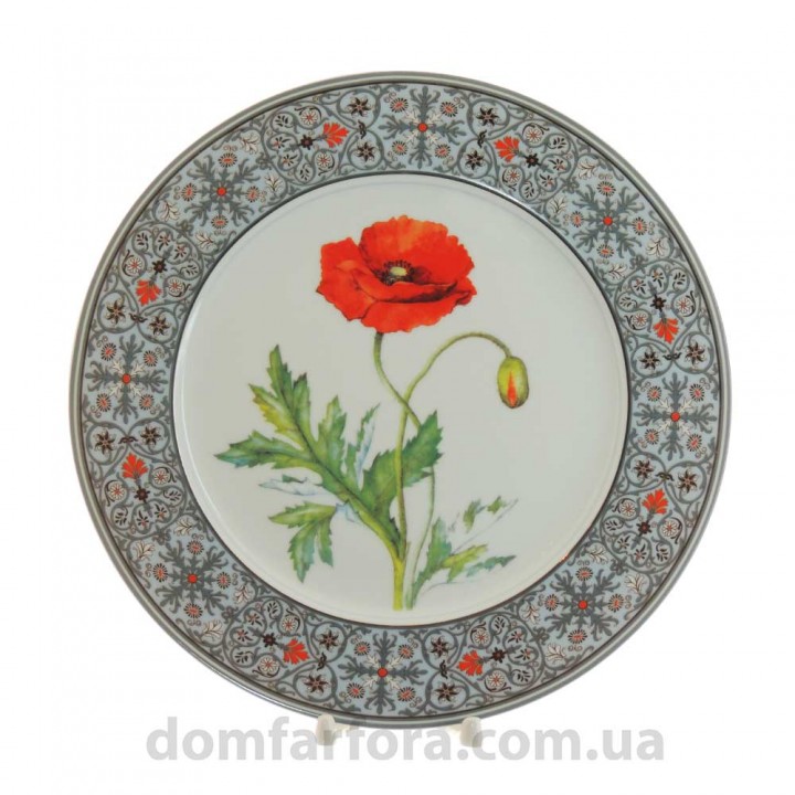 Тарелка декоративная форма Европейская 2 рисунок Мак восточный 270 мм