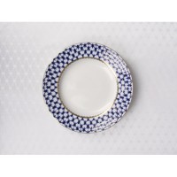 Скатерть на стол 145*145 см Кобальтовая сетка Белая 